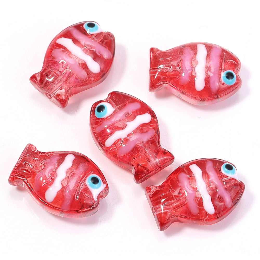 Wholesale 10pcs Ocean Cute Glass Hand-Painted Fish Beads