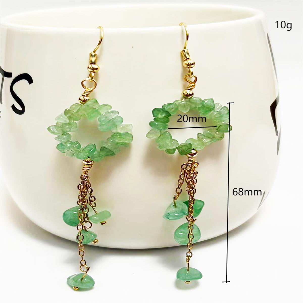 Wholesale Crystal Colorful Sweet Natural Crushed Stone Tassel Earrings