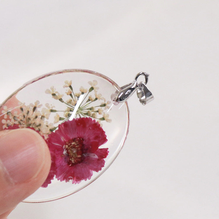 Wholesale 6pcs Resin Dried Flower Real Flower Pendant Necklace Earring Accessories