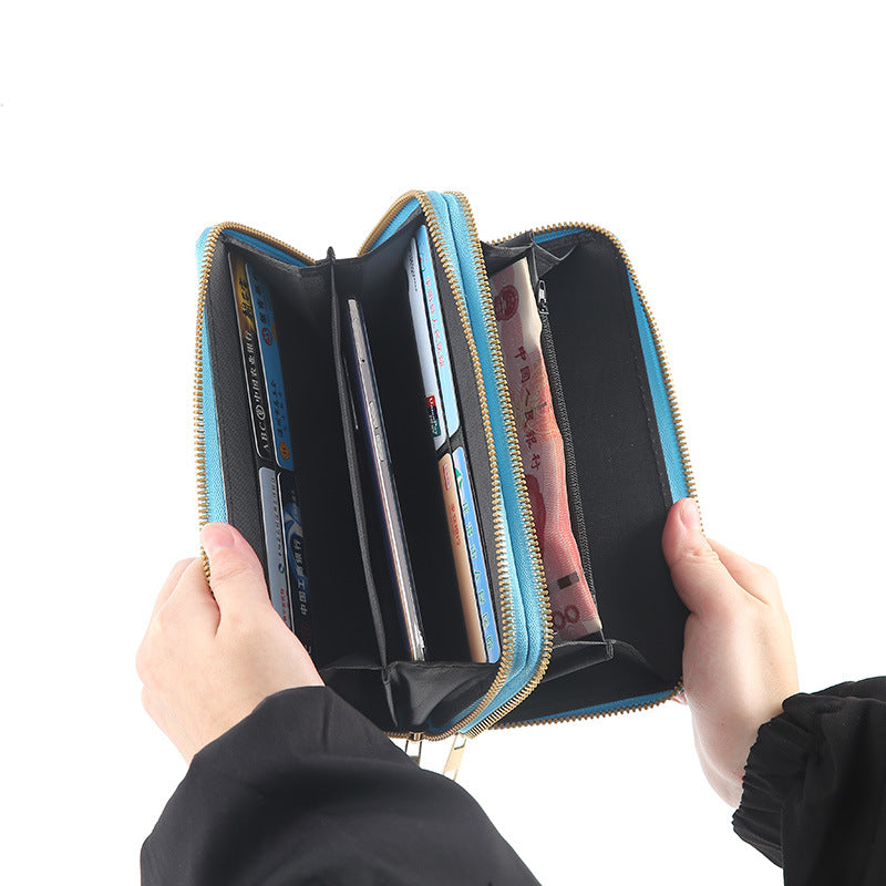 Wholesale Simple Woven Zipper Long Wallet for Women