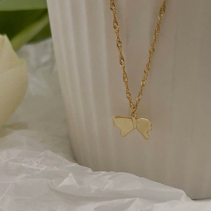 Wholesale S925 Sterling Silver Butterfly Necklace Clavicle Chain