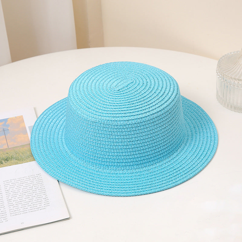 Wholesale Flat Top Sunscreen Foldable Straw Woven Hats