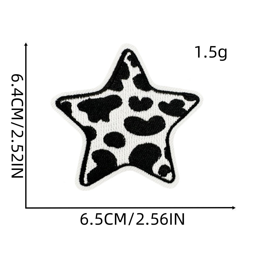 Wholesale Trendy Cow Embroidery Patch Cute Black White Cartoon Design With Lightning Heart For Clothing And DIY Craft Supply