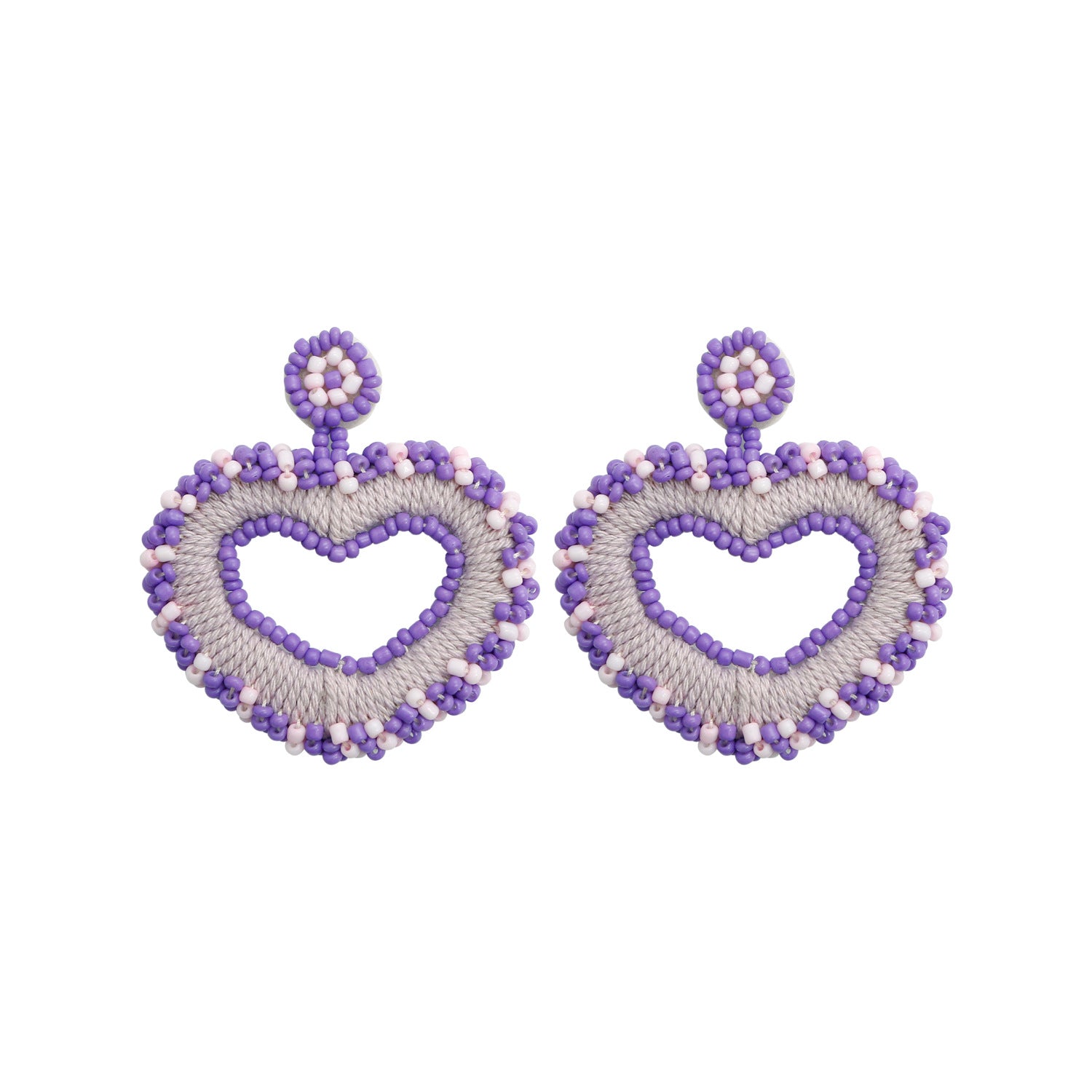 Wholesale Valentine's Day Handwoven Rice Beads Creative Bohemian Heart Shape Earrings