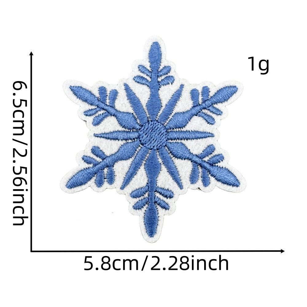 Wholesale Chic Blue Doodle Christmas Embroidery Patches Clothing Applique Stickers DIY Fashion Accessory Gift