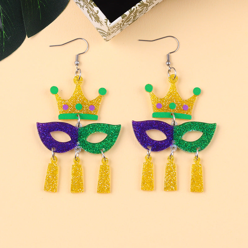 Wholesale Carnival Mask Crown Hat Acrylic Earrings