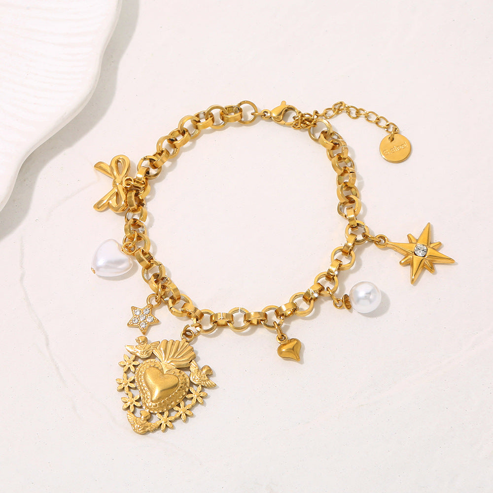Wholesale Stainless Steel Heart Cherry Bracelet