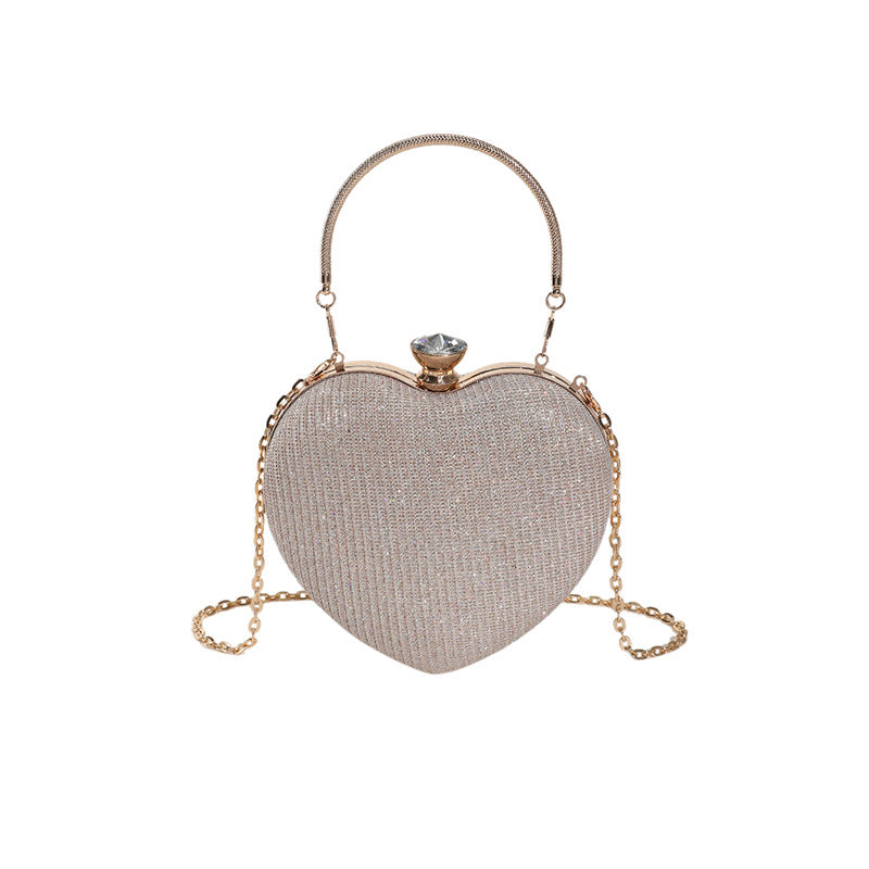 Wholesale PU Peach Heart Chain Handheld Single Shoulder Crossbody Bag