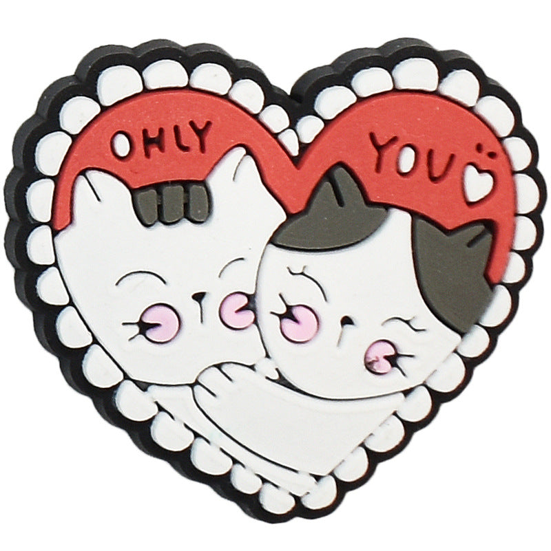 Wholesale random 100pcs Valentine' s Day  Removable Pvc Soft Glue Croc Shoes Charms