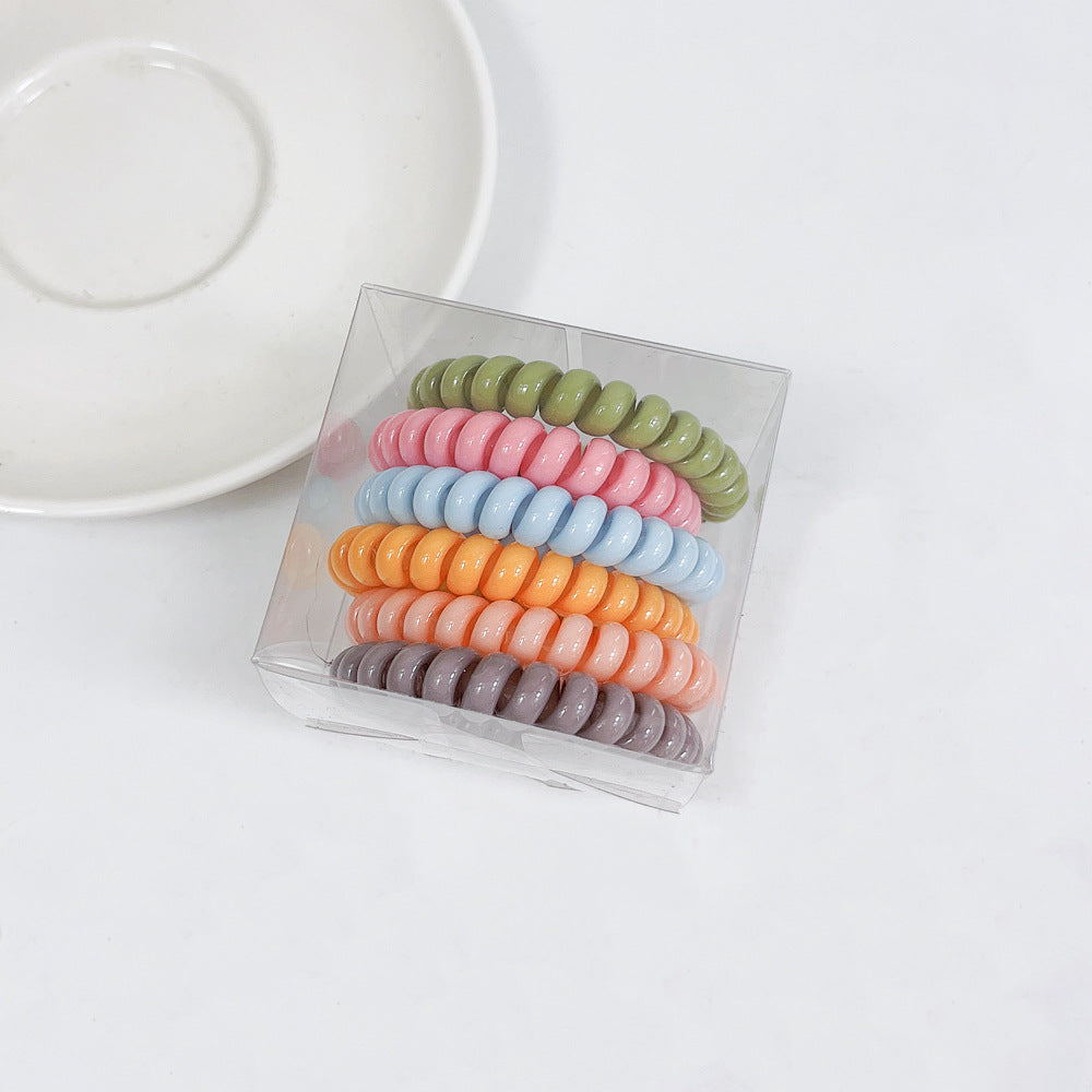 Wholesale Telephone Cord Rainbow Color High Elasticity Plastic Hair Ties