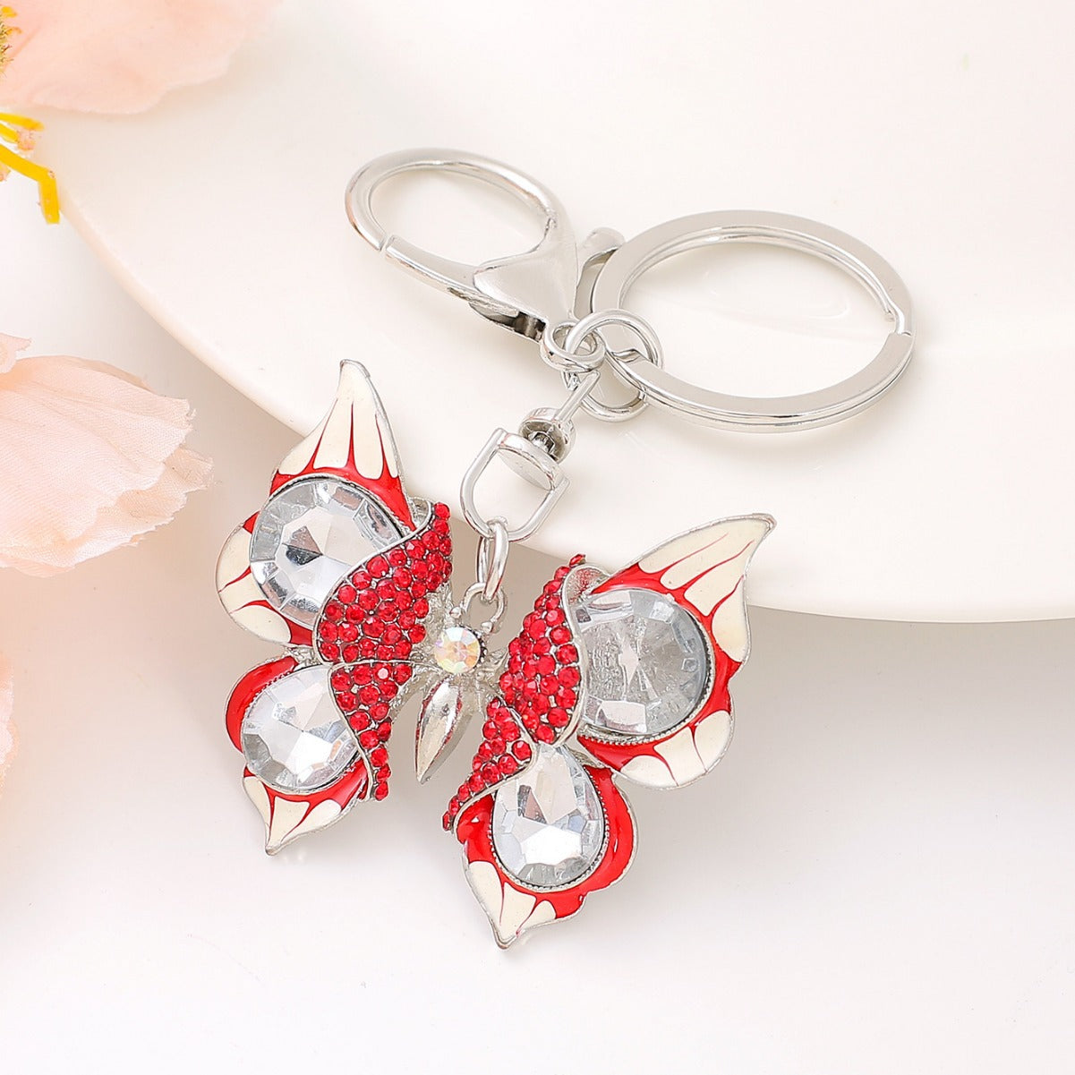 Wholesale Butterfly Diamond-encrusted Zinc Alloy Keychain