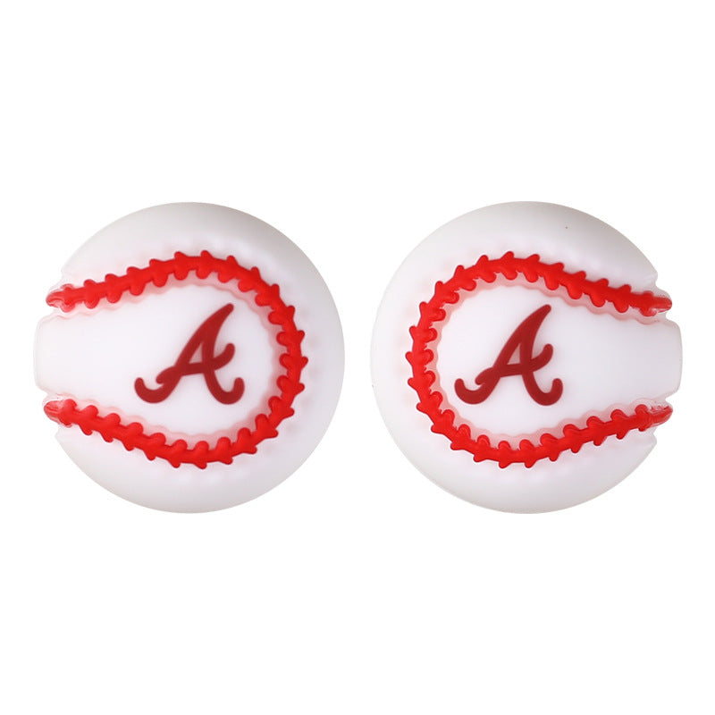 Wholesale 20pcs/pack  Baseball team silicone bead string  3D Focal Beads