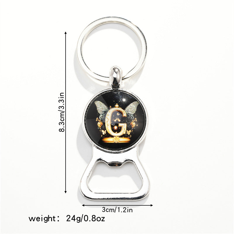 Wholesale Letter Butterfly Bottle Opener Time Gem Keychain