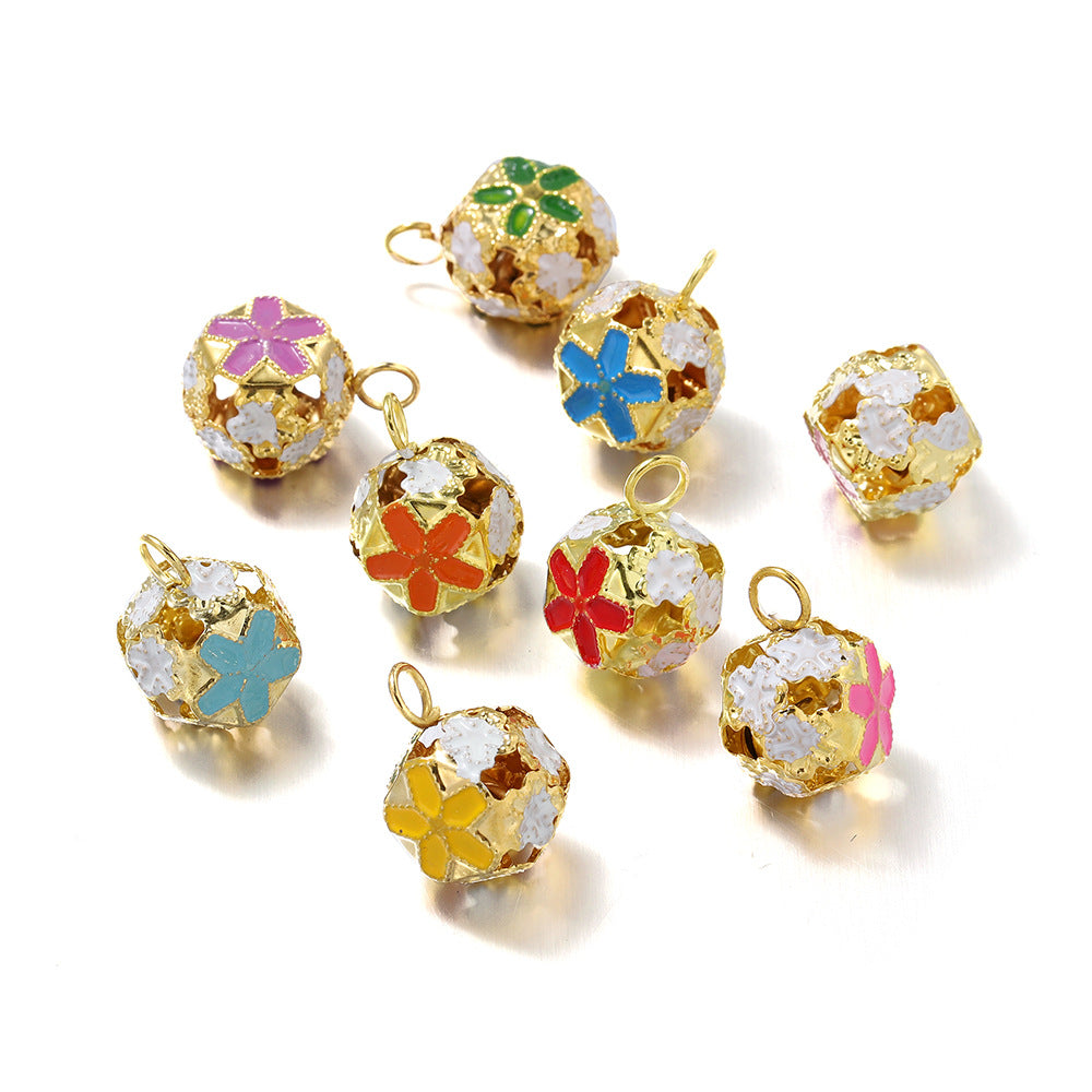 Wholesale 5pcs/pack Colorful Hollow Flower Bell Beads