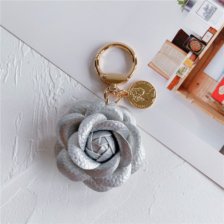 Wholesale Fashion leather Camellia car keychain