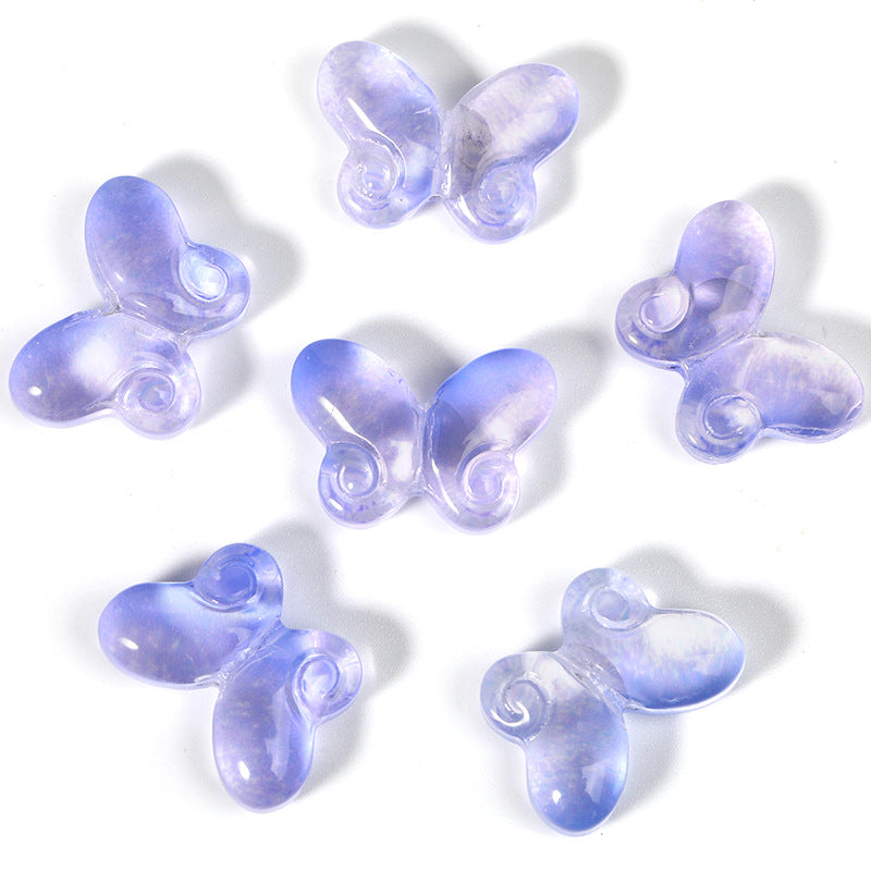 Wholesale 100pcs 10 * 14.5mm Gradient Fat Butterfly Glass Straight Hole DIY Beads