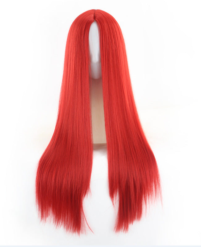 Wholesale Black Middle Part Long Straight Hair Ladies Chemical Fiber High Temperature Wigs