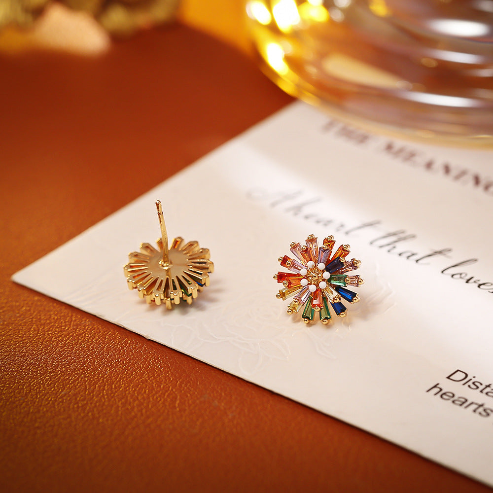 Wholesale Colorful Firework Stud Earrings  Small  Zircon Necklace and Earrings