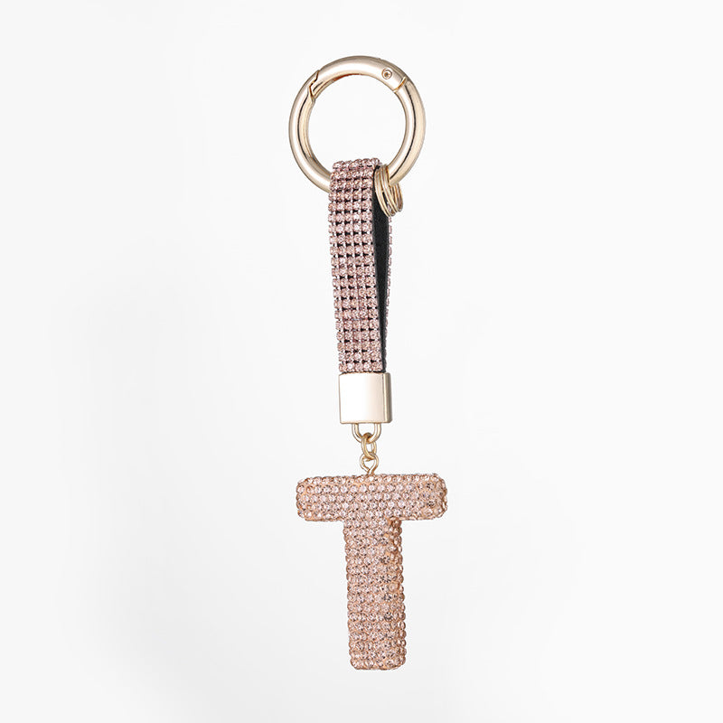 Wholesale Pottery Clay Water Diamond Alloy Dot Diamond Letter Keychain