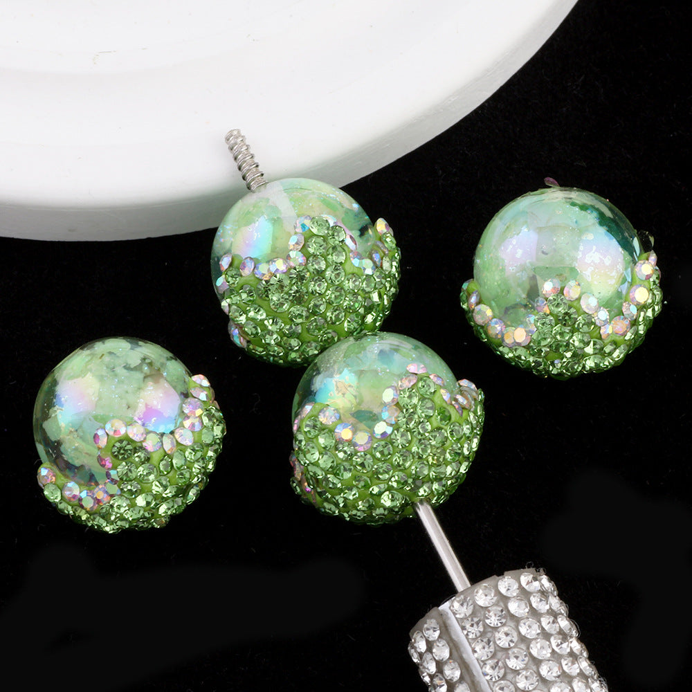 Wholesale 6pcs New cloud beads clay diamond ball can wear straight hole beads DIY mobile phone chain key chain bag chain accessories