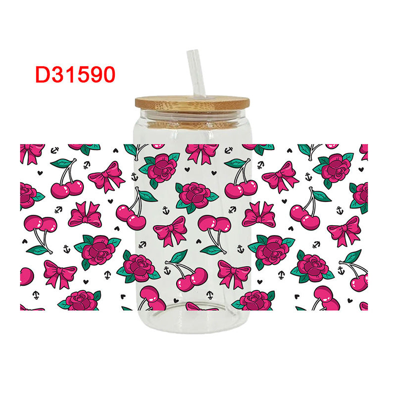 Wholesale colorful bow 16oz Cup UV DTF Wraps