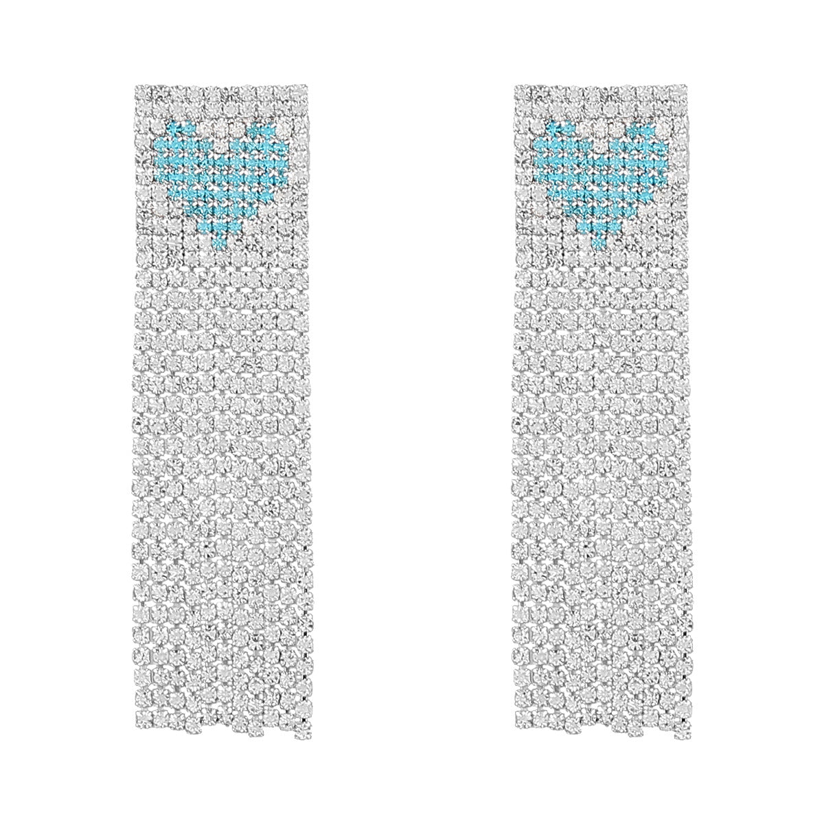 Wholesale Alloy Diamond Heart Tassel Earrings