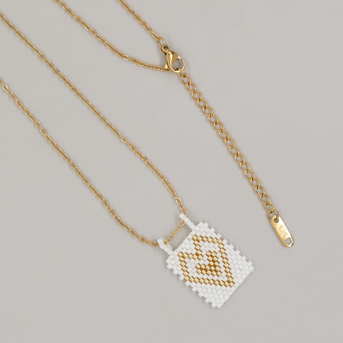 Wholesale Square Tag Rice Bead Necklace