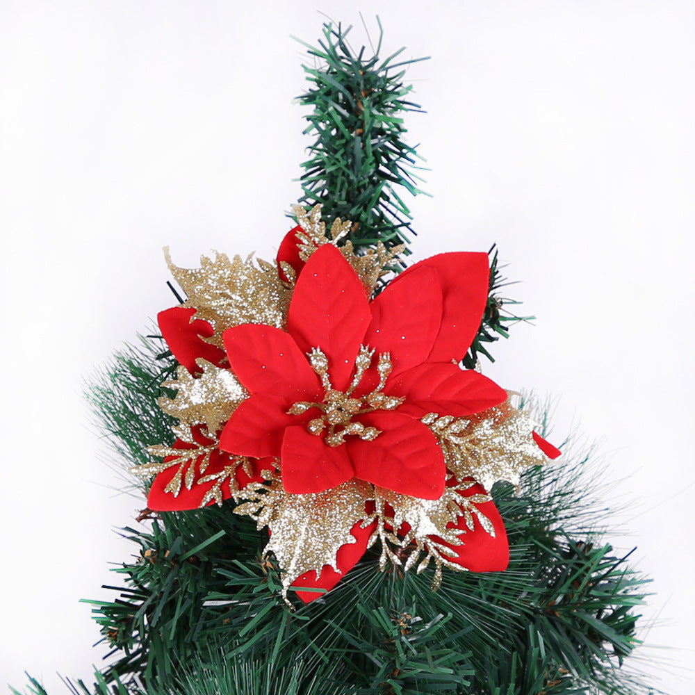 Wholesale Christmas Plastic Gold Powder Flower Christmas Tree Decoration Accessories