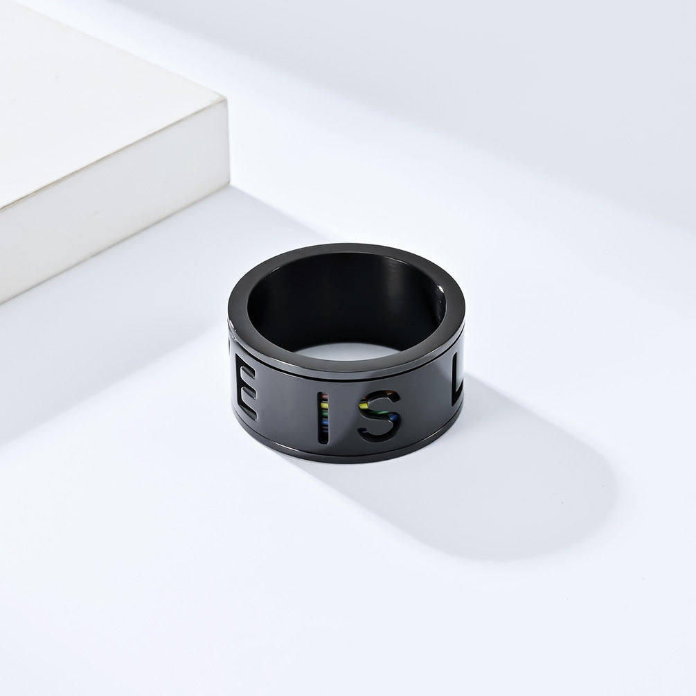 Titanio de titanio al por mayor LGBT Love girando titanio de acero arcoirbow anillo de bandera