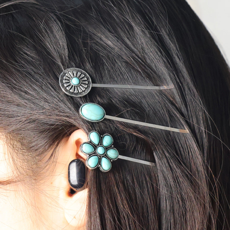 Wholesale retro turquoise hairpin suit simple personality trend hair clips