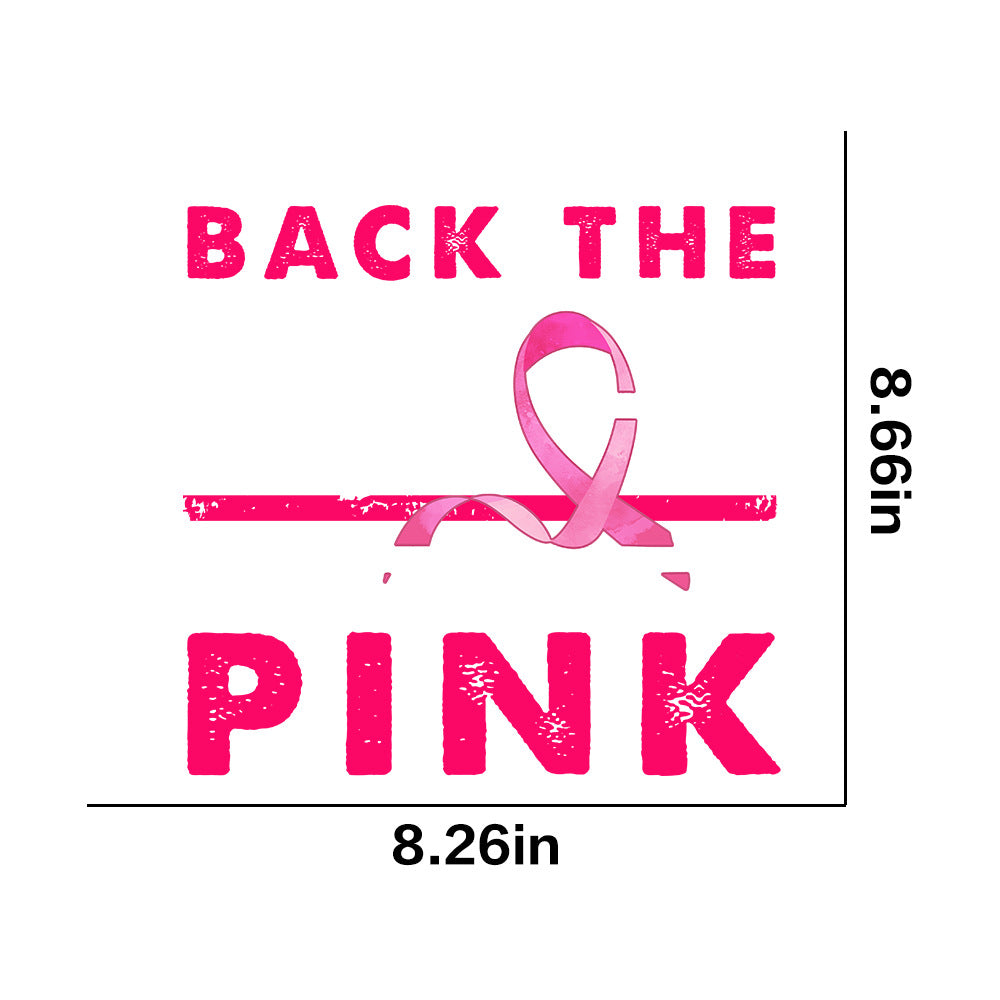 Wholesale Pink ribbon letter lip pattern UV DTF Ready to Press Transfers Wraps