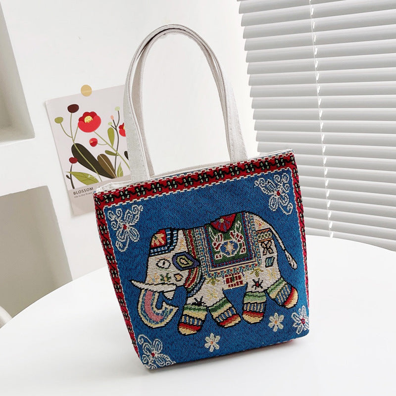 Wholesale Nylon Ethnic Style Elephant Pattern Embroidery Handbag