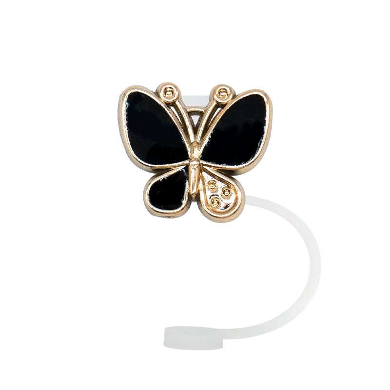 Wholesale 10pcs/packAcrylic Straw Cap Dust Plug Imitation Metal Shell