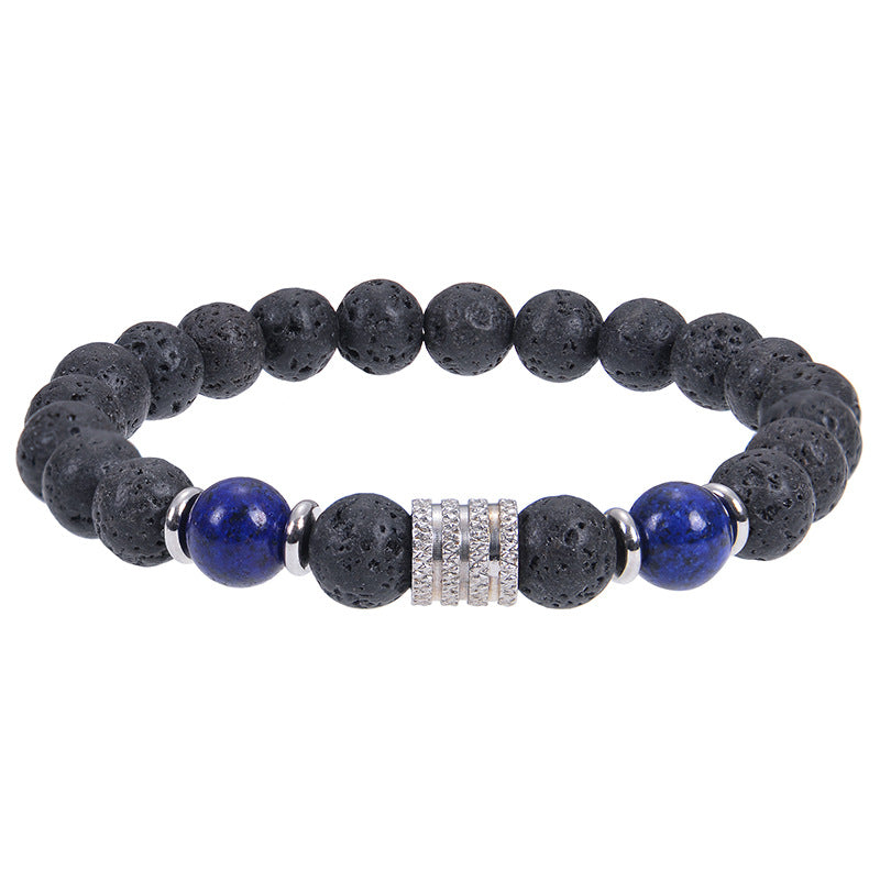 Wholesale 8mm Frosted Stone Beaded Stainless Steel Bracelet for Men