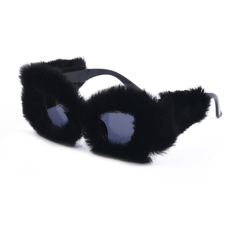 Wholesale Plush Winter Fashion Cat-eye Sunglasses