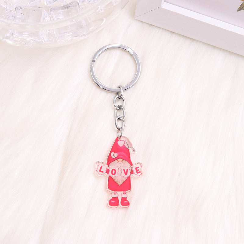 Wholesale Valentine's Day Love Dwarf Flamingo Rainbow Acrylic Keychain