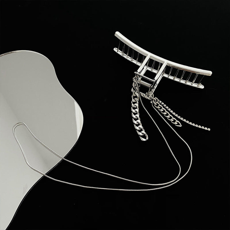 Wholesale personalized hairpin exaggerated shark clip back tassel chain hair accessories