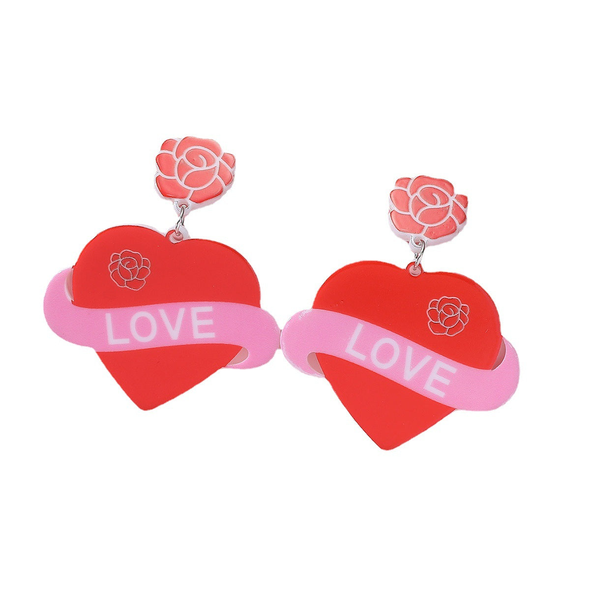 Wholesale Valentine's Day Love Flower Acrylic Earrings