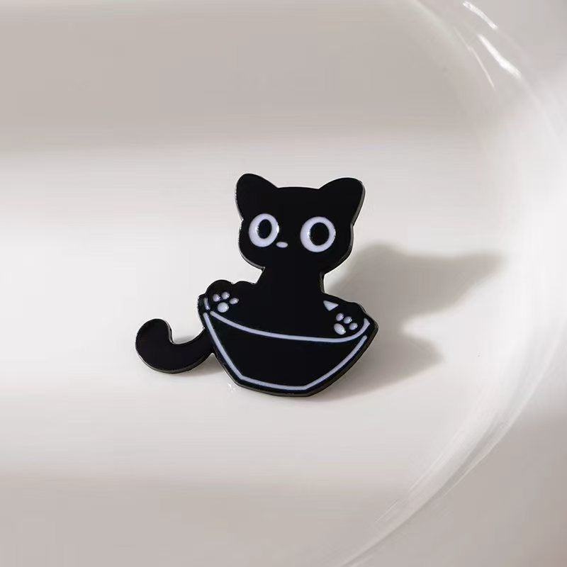 Wholesale Cartoon Little Black Cat Black Kitten Brooch