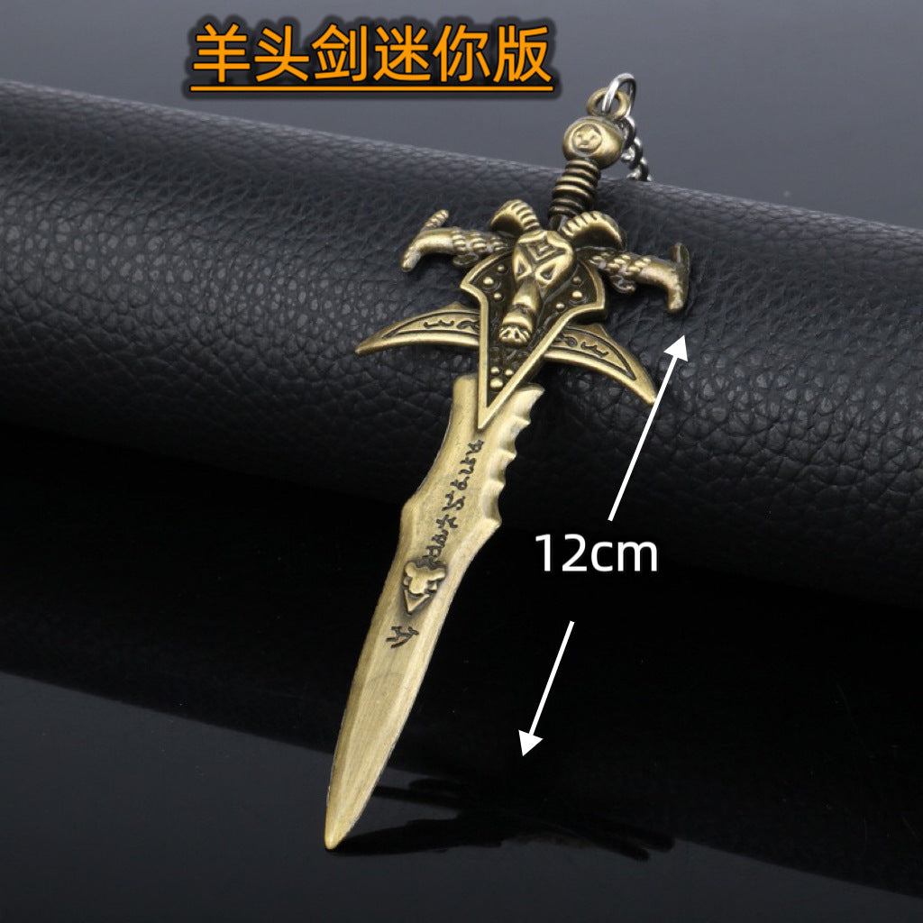 Wholesale Warcraft game weapon model Lich King Frostmourne Metal Sheep Head Sword Hand-made Ornaments Without box