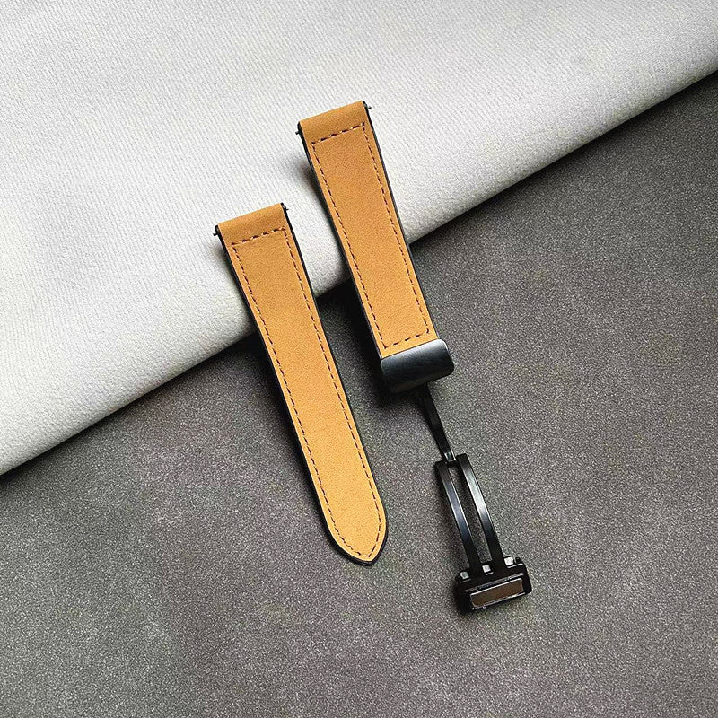 Wholesale Suitable for Major Brands of Crazy Horse Pattern Silicone Leather Strap Magnetic Buckle Pin Buckle Watch Strap