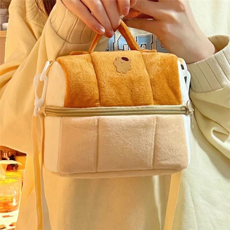 Wholesale Plush Toast Bread Makeup Bag, Large Capacity Portable Storage Bag