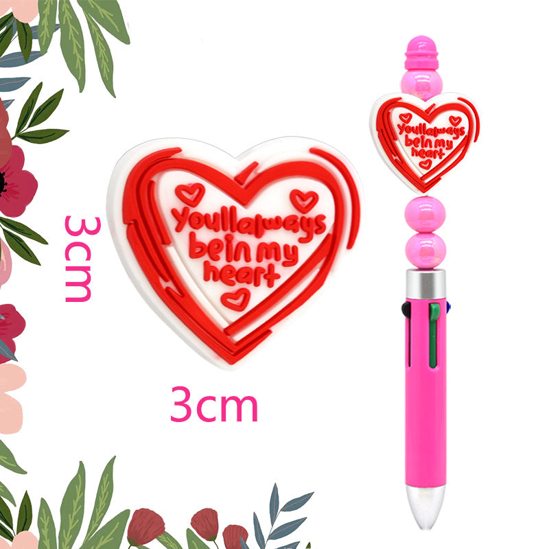 Wholesale Random100pcs LOVE  Beads Soft Rubber Focal Beads   Valentine' s Day