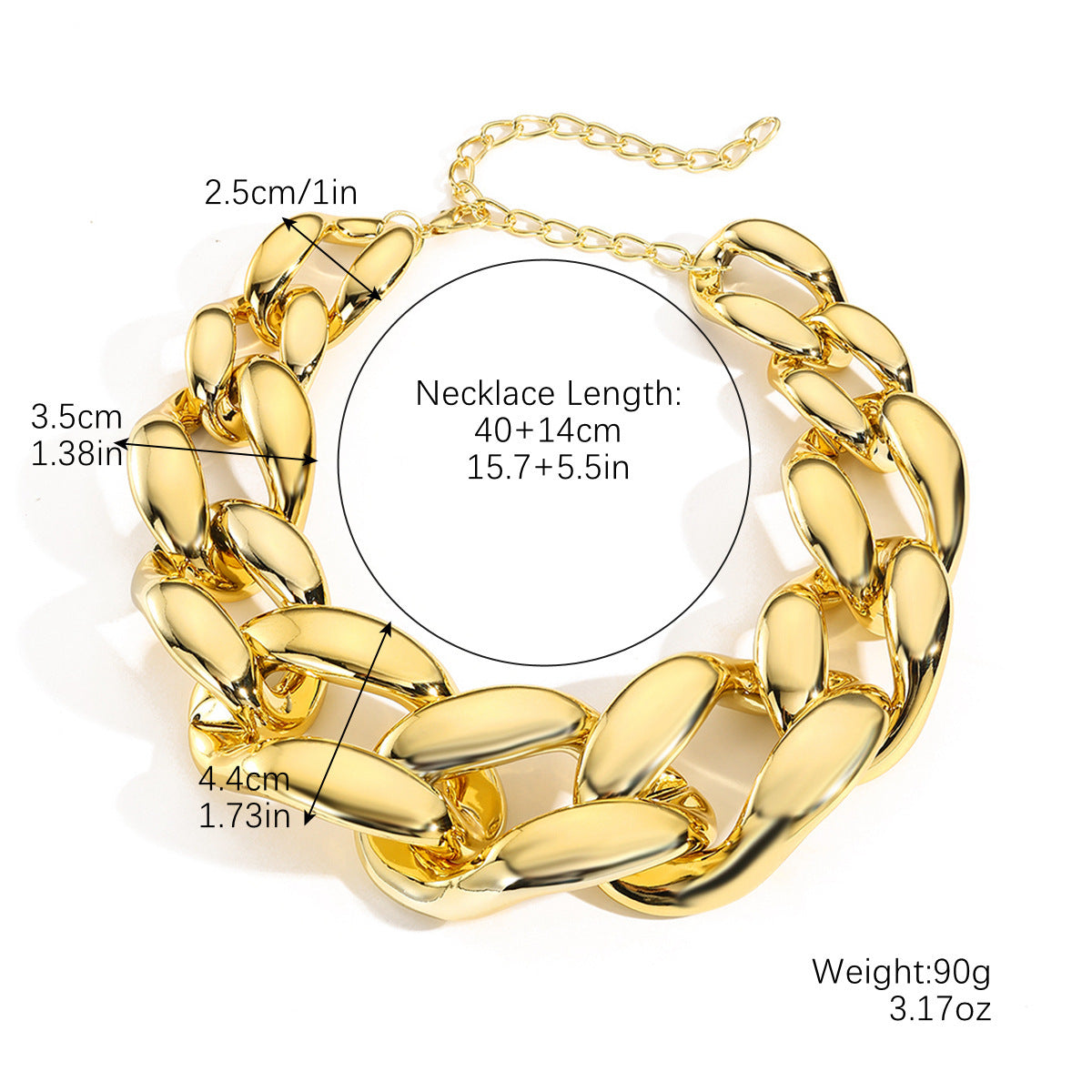 Wholesale Punk Geometric Thick Chain Hip-Hop Necklace Clavicle Chain