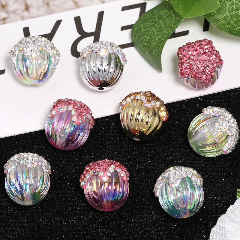 Wholesale 20pcs/pack   Rhinestone Drill Ball Acrylic Pumpkin Bead Pinecone Ball Beads  Crystal Beads