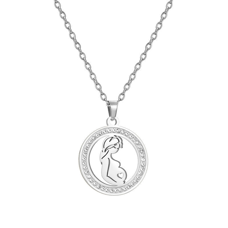 Wholesale Mother' s Day electroplated Tree of Life parent-child Stainless steel necklace