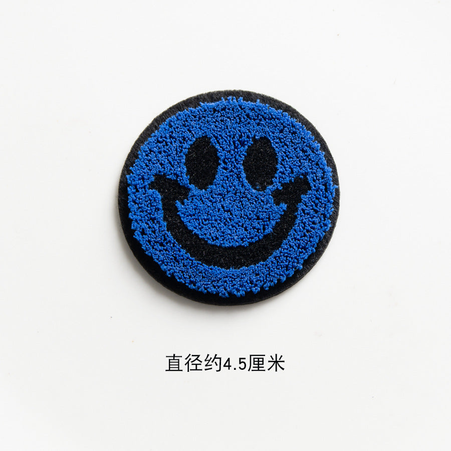 Wholesale Orange Face Embroidered Felt Patch Round Applique Towel Fashion Accessory DIY Gift For Bags Hats Clothing Boutique