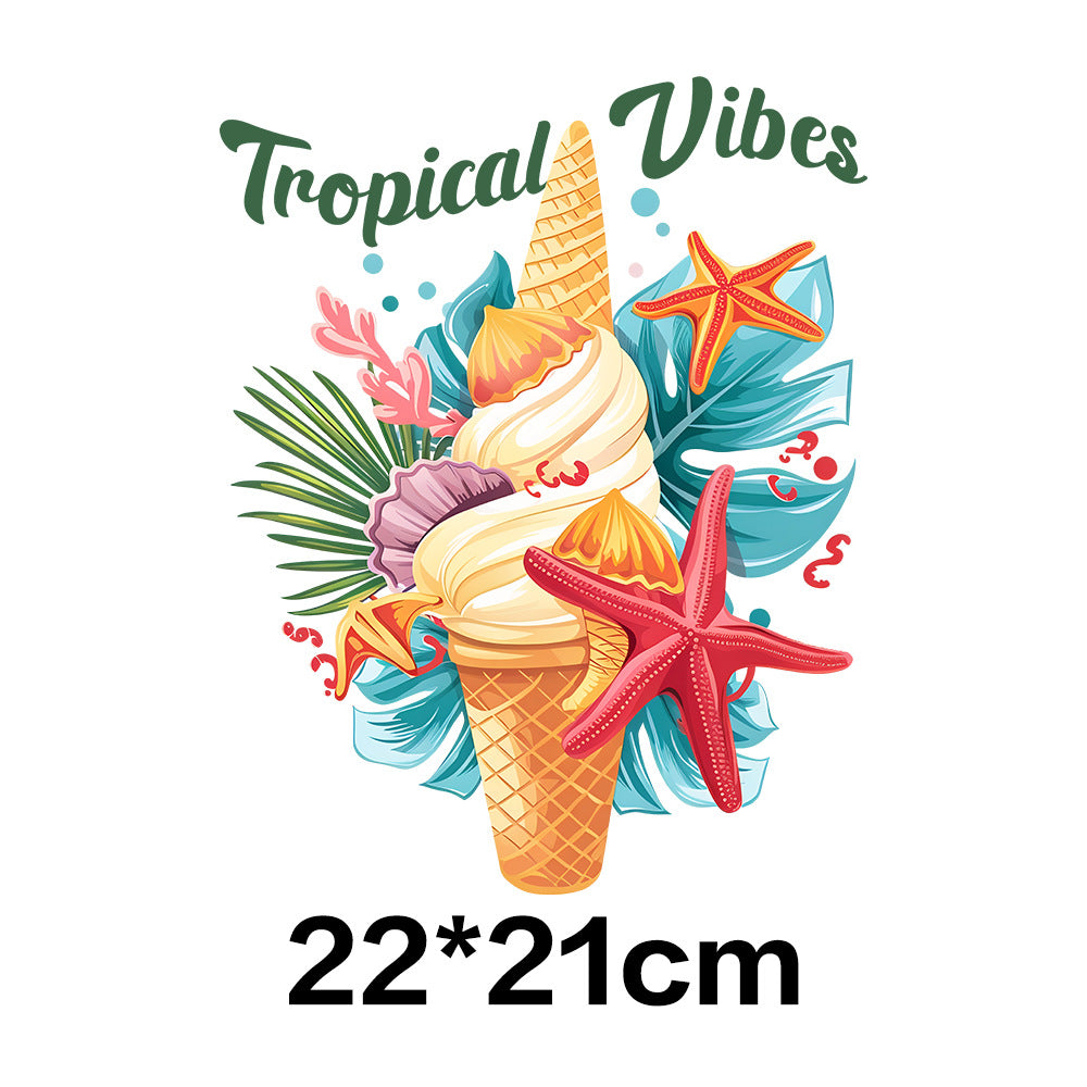 Wholesale 10pcs Summer Tropical Ice Cream UV DTF Ready to Press Transfers Wraps