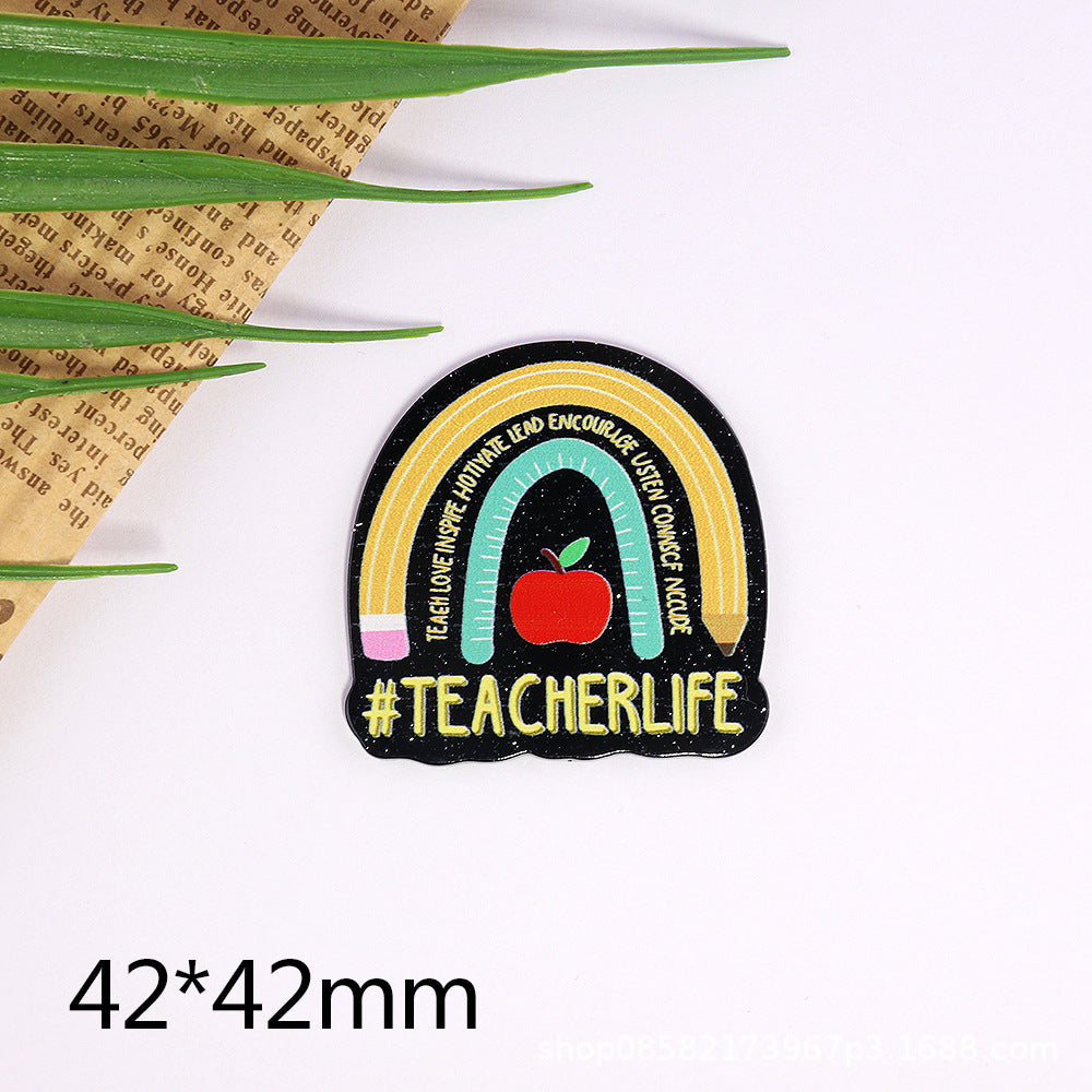 Wholesale 10pcs Cartoon Letters Rainbow Bag Acrylic Cute Things DIY Accessories FlatBack