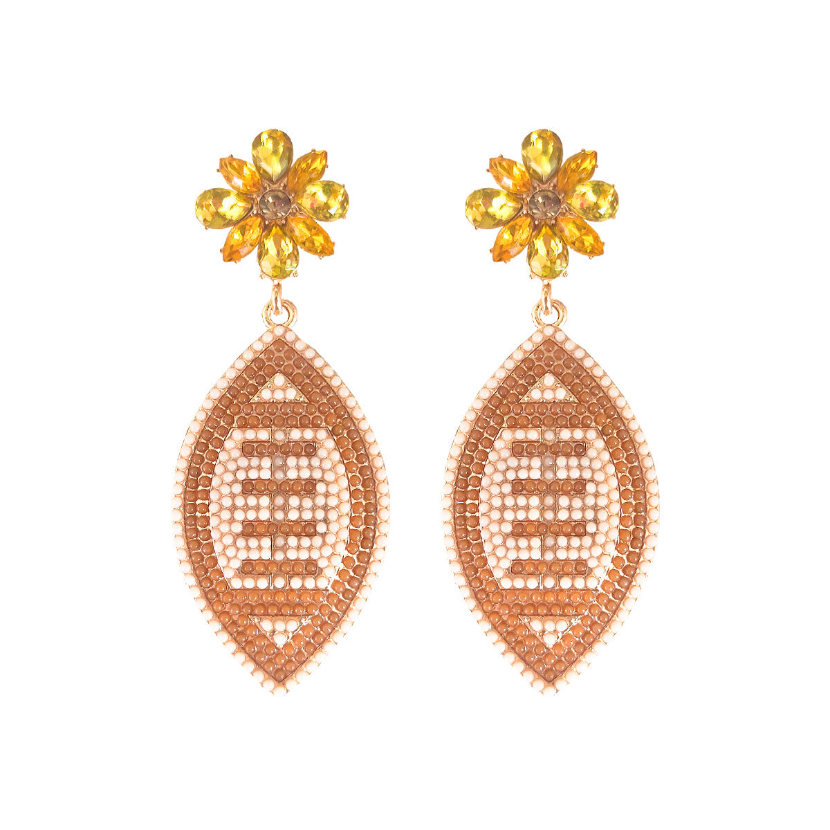 Wholesale Rugby Alloy Rice Beads with Diamond Earrings